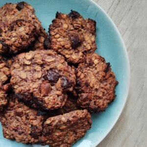 Les recettes de Justin : Cookies vegan moelleux aux flocons, framboises et chocolat