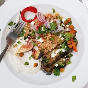 Les recettes de Justin : Taboulé Libanais et aubergine confite sauce tarator