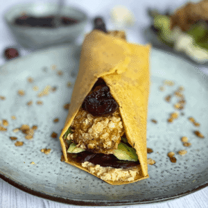 Wraps de pois chiches, Nuggets de Chou-Fleur et Chutney de cerises par Maymayintekitchen